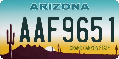 AZ license plate AAF9651