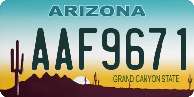 AZ license plate AAF9671