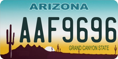 AZ license plate AAF9696