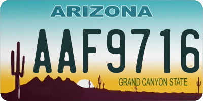 AZ license plate AAF9716