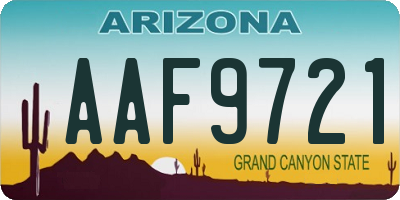 AZ license plate AAF9721