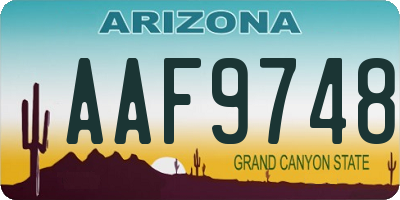 AZ license plate AAF9748