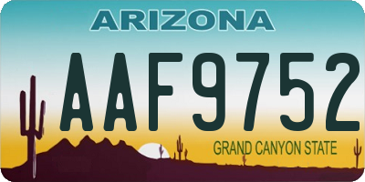 AZ license plate AAF9752