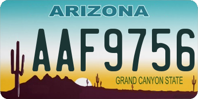 AZ license plate AAF9756