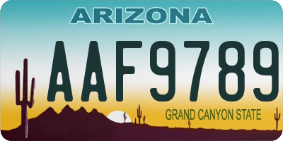 AZ license plate AAF9789