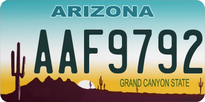 AZ license plate AAF9792