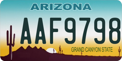 AZ license plate AAF9798