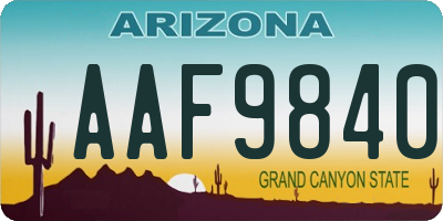AZ license plate AAF9840
