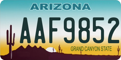 AZ license plate AAF9852