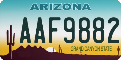 AZ license plate AAF9882