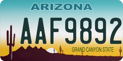 AZ license plate AAF9892