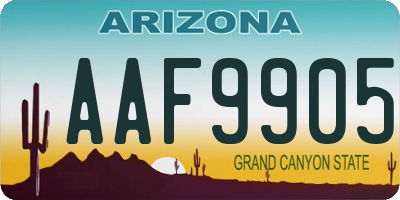 AZ license plate AAF9905