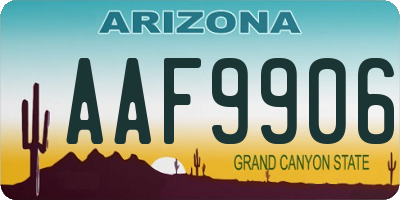 AZ license plate AAF9906