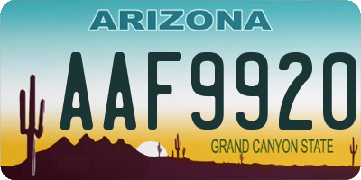 AZ license plate AAF9920