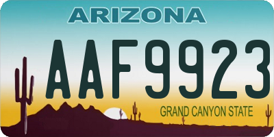 AZ license plate AAF9923