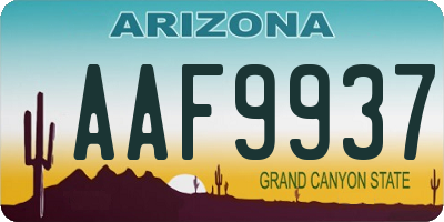 AZ license plate AAF9937