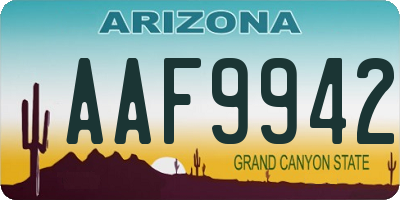 AZ license plate AAF9942