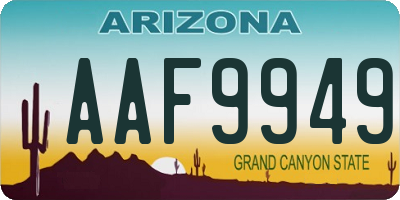 AZ license plate AAF9949