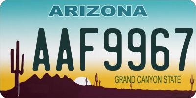 AZ license plate AAF9967