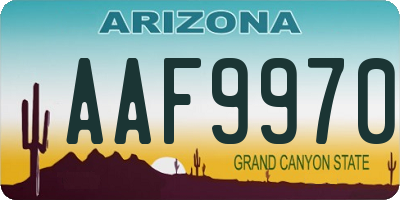 AZ license plate AAF9970