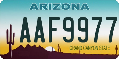 AZ license plate AAF9977