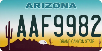 AZ license plate AAF9982