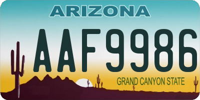 AZ license plate AAF9986