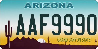 AZ license plate AAF9990
