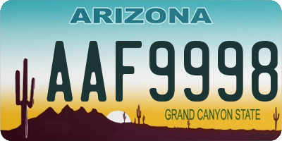 AZ license plate AAF9998
