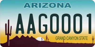 AZ license plate AAG0001