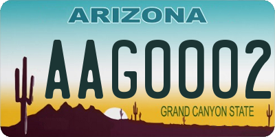 AZ license plate AAG0002