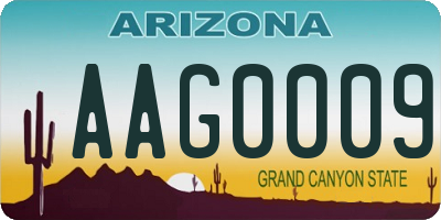 AZ license plate AAG0009
