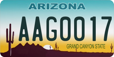 AZ license plate AAG0017