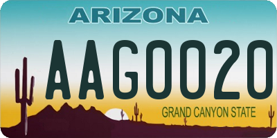 AZ license plate AAG0020