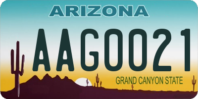 AZ license plate AAG0021