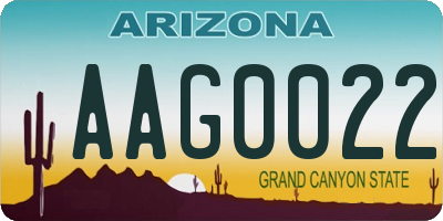 AZ license plate AAG0022