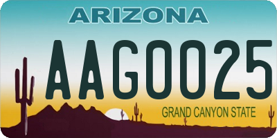 AZ license plate AAG0025