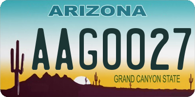 AZ license plate AAG0027