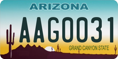 AZ license plate AAG0031