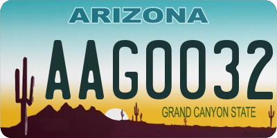 AZ license plate AAG0032