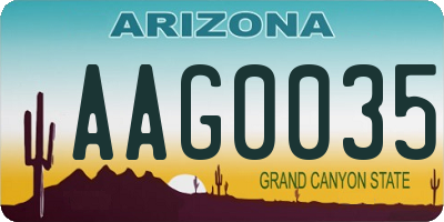 AZ license plate AAG0035
