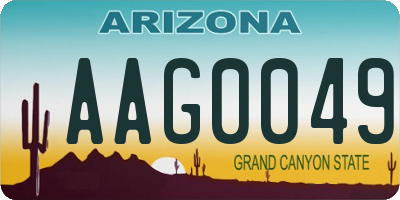 AZ license plate AAG0049