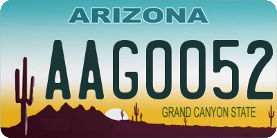 AZ license plate AAG0052