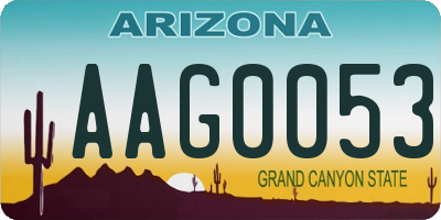 AZ license plate AAG0053