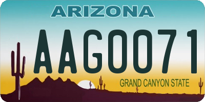 AZ license plate AAG0071