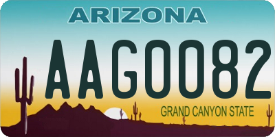 AZ license plate AAG0082