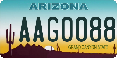 AZ license plate AAG0088