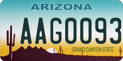 AZ license plate AAG0093