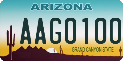 AZ license plate AAG0100