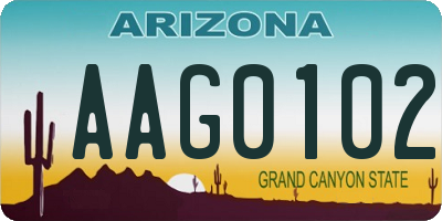 AZ license plate AAG0102